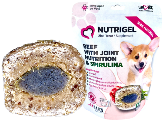  LK BAITS NUTRIGEL bumbiņas ar spirulīnu un liellopa gaļu suņiem 150 g