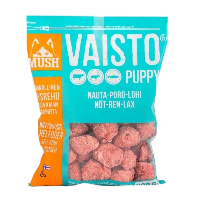 Mush VAISTO PUPPY, beef with deer and salmon. 800 g