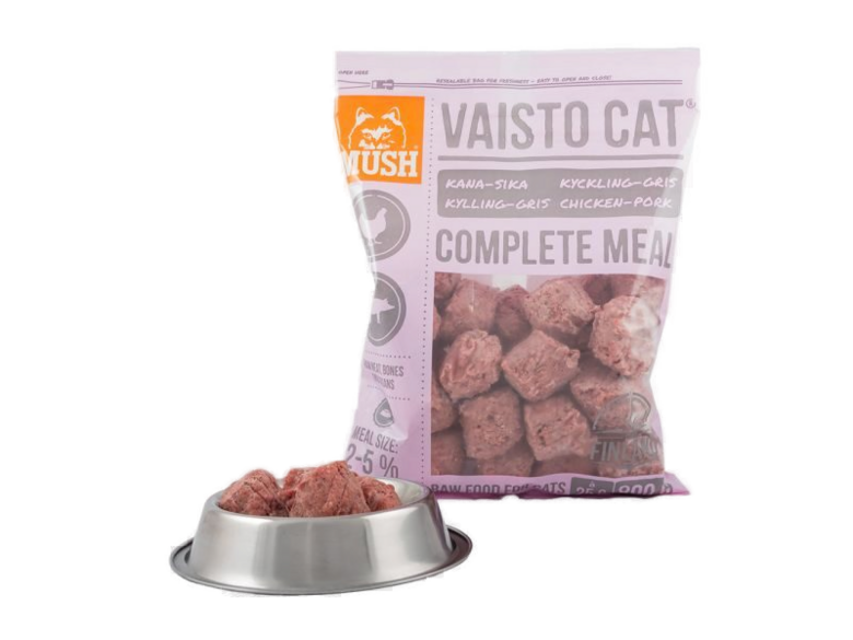 MUSH VAISTO CAT pilnvērtīga svaigbarība kaķiem ar vistu, cūkgaļu 800g
