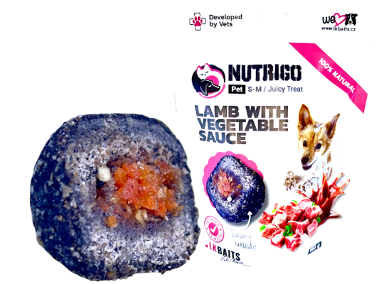 NUTRIGEL LK BAITS bumbiņas suņiem ar jēra gaļu un dārzeņu pildījumu, kurkumu un lafa eļļu 150 g