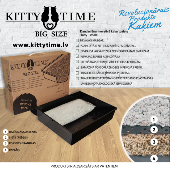 KITTY TIME XXL izmēra biotualete kaķiem 40-42 dienām