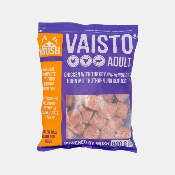 Mush VAISTO ADULT for dogs with turkey, chicken, deer. 800 g