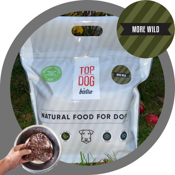 Briedis ar pīli Top Dog Bistro MORE WILD -1,600 kg porcionēta, sabalansēta svaigbarība
