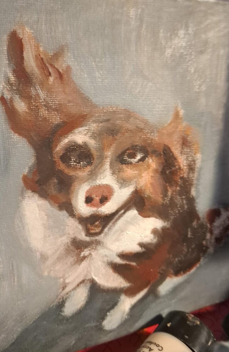 Portrait of a brown dog painted by Aldija